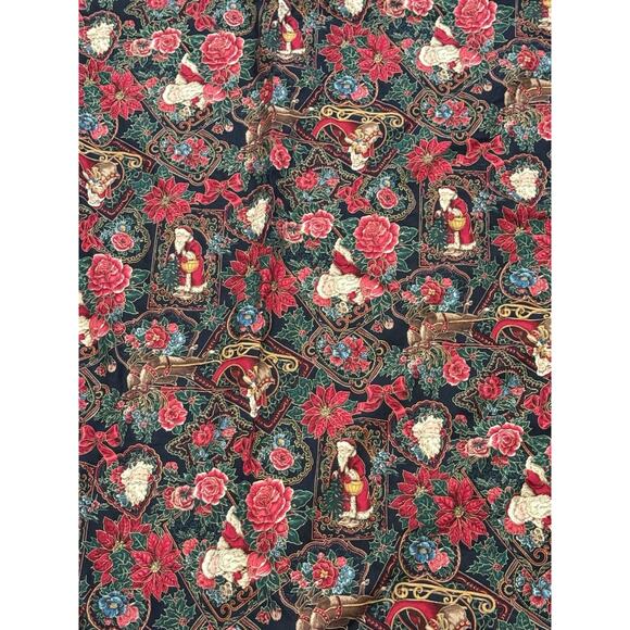 Vintage Christmas Skirt Tablecloth Round Ruffle Cotton 45” Red Print Victorian - Picture 4 of 7